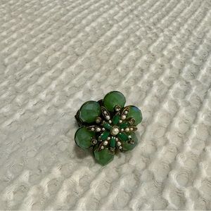 Green floral chunky ring